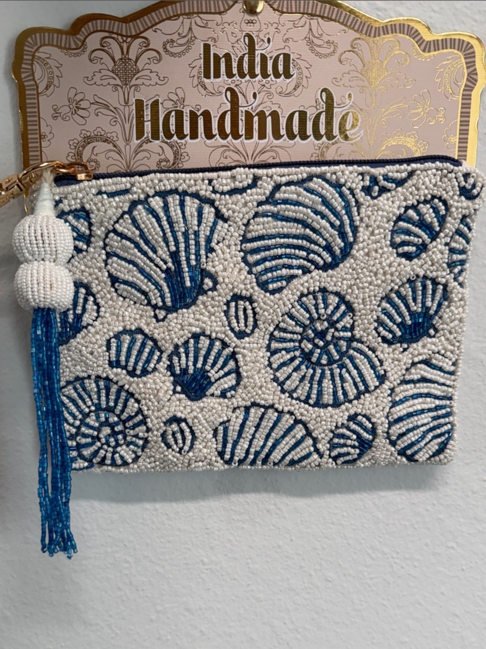 India Handmade | Beaded Seashell Ocean Motif Summer Mini Bag 🐚